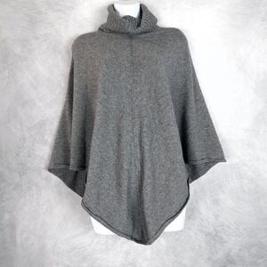 Ann Taylor Poncho Sweater Womens XS/S Gray 100% Cashmere Turtleneck Knit Cape